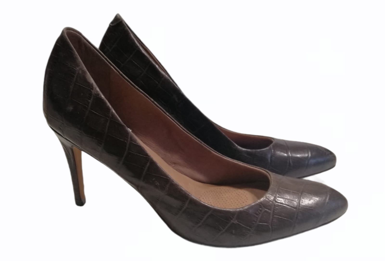 Chaussure plump croco en cuir