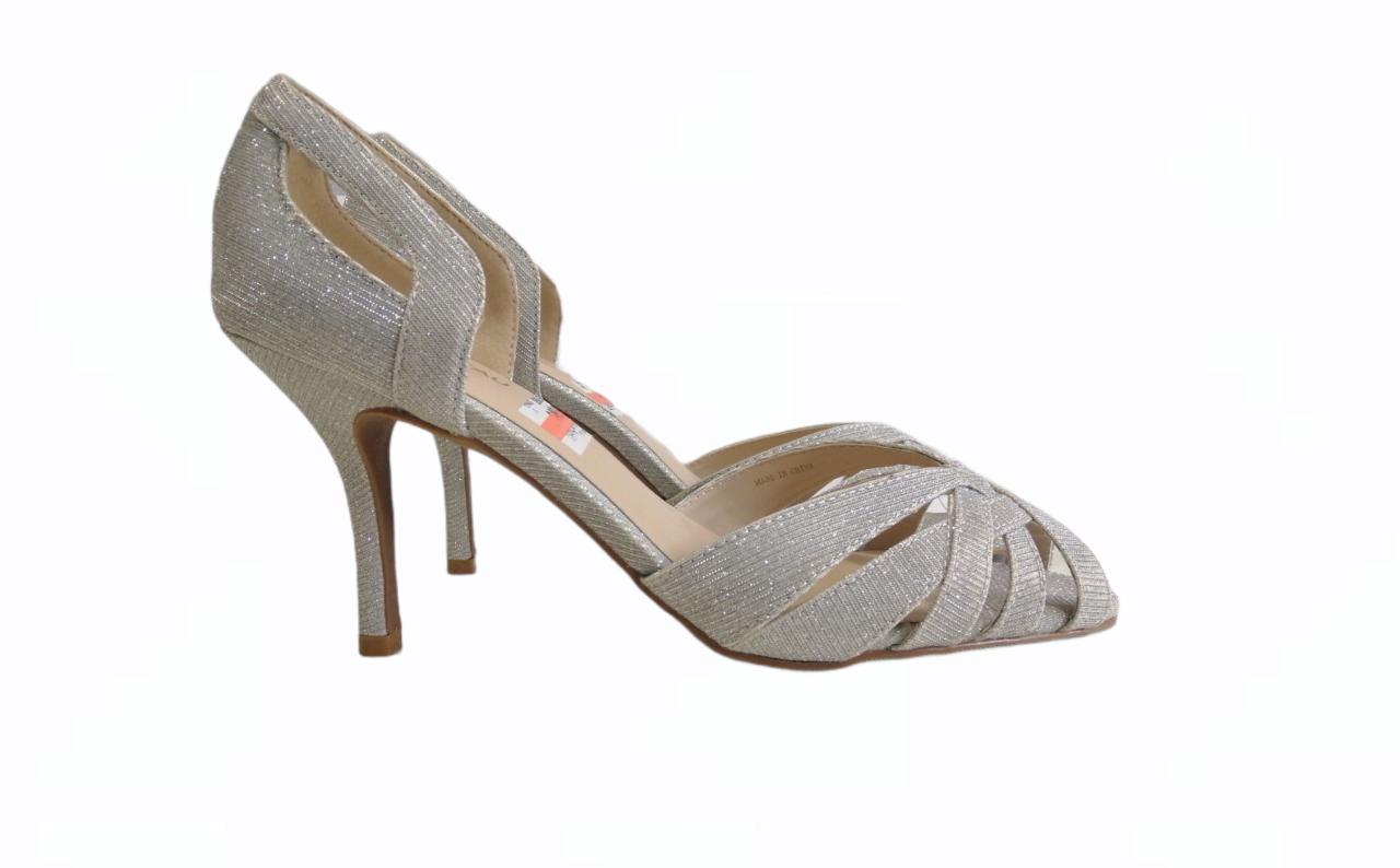 Chaussure à talons orteils ouverts argentée