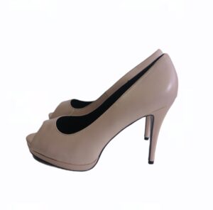 Chaussure à talons orteils ouverts en cuir Blush