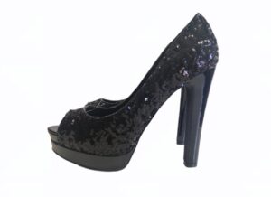 Chaussure à talons en paillettes noire