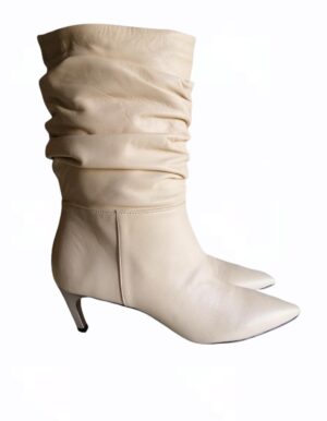 Botte à talons en cuir blanc