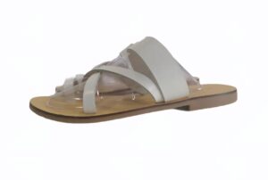 Sandale croisée en cuir blanc toe section