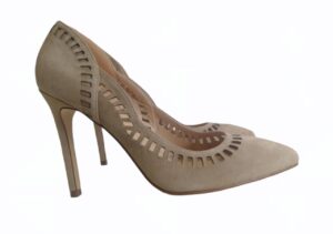 Chaussure à talons taupe en cuir