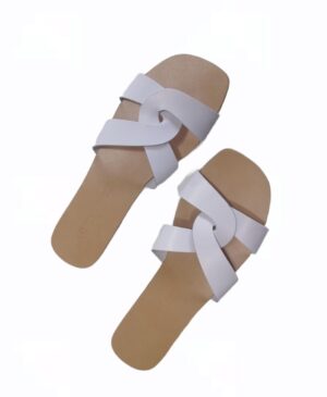 Sandale croisée en cuir blanc