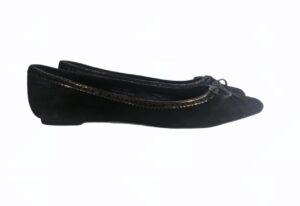 Balerine basse en cuir avec noeud papillon