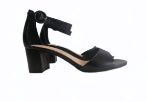 Chaussure ouverte petits talon bloc en cuir