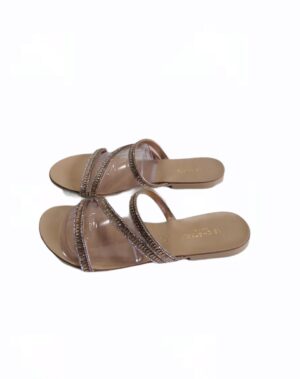 Sandale avec pailletes brillantes blush