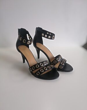 Chaussure ouverte à talons fancy en cuir
