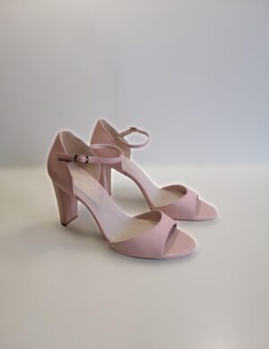 Chaussure ouverte à talons semi-blocs rose pale