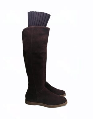Botte longue en cuir brun