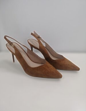 Chaussure à talons ankle strap en cuir Tan