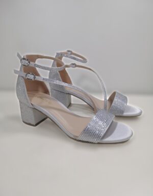Chaussure à talons bloc silver