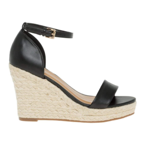 Chaussure ouverte ankle strap wedges noire